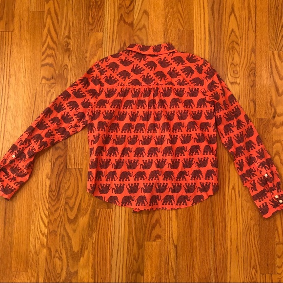 J. Crew red button down with elephants size M. - Picture 2 of 2